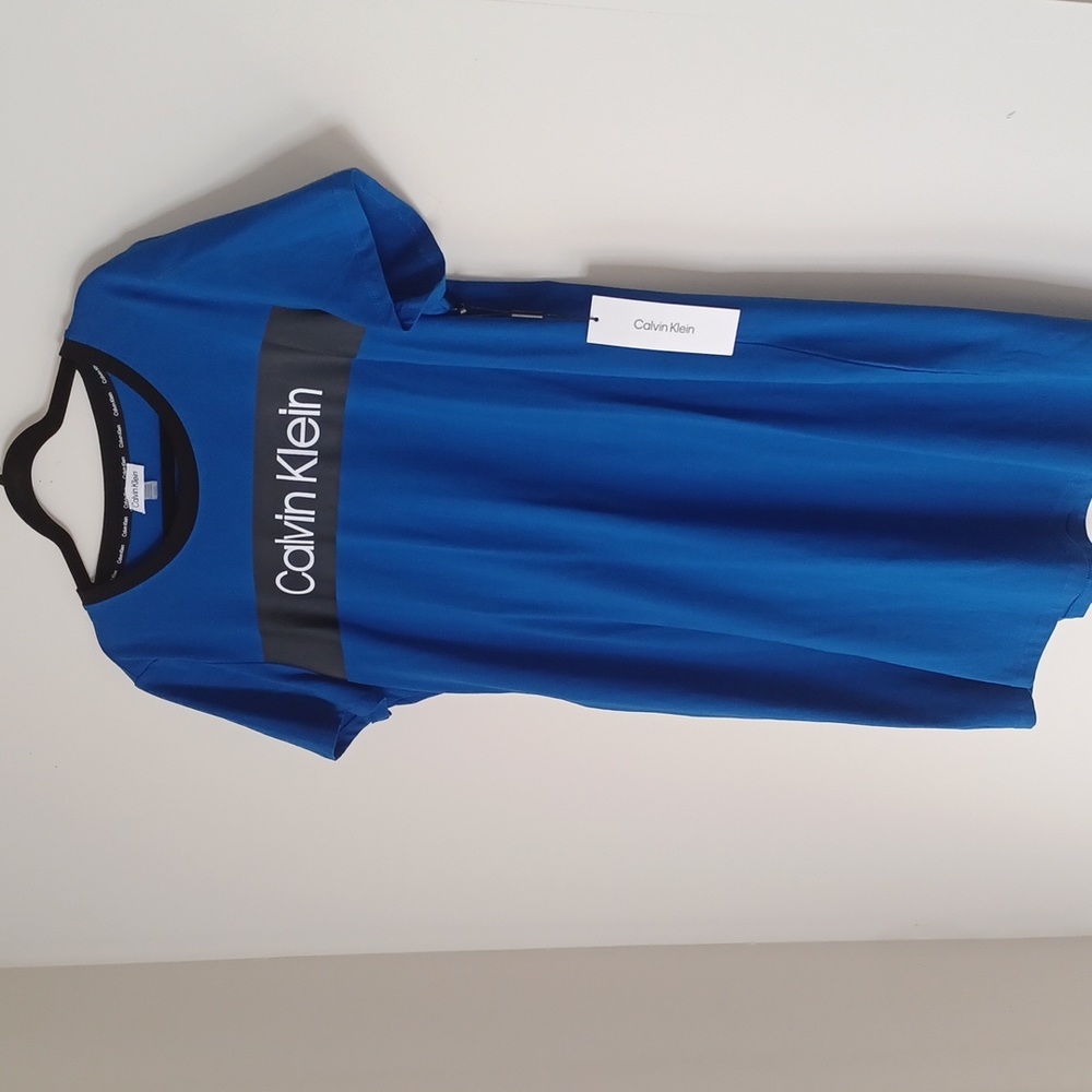 Calvin Klein NWT Sporty Logo T-Shirt Dress - Royal Blue - XL
